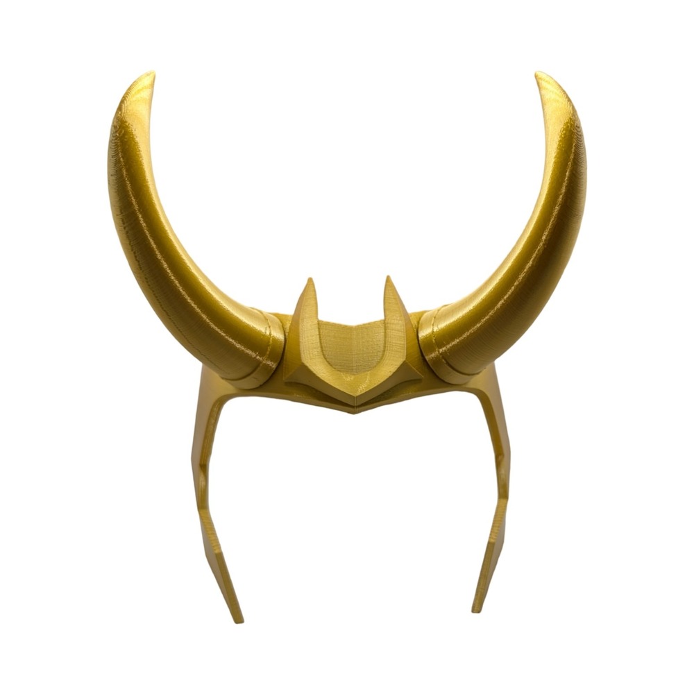 3D Printed Loki Horned Crown Cosplay Headpiece Gold Helmet Costume